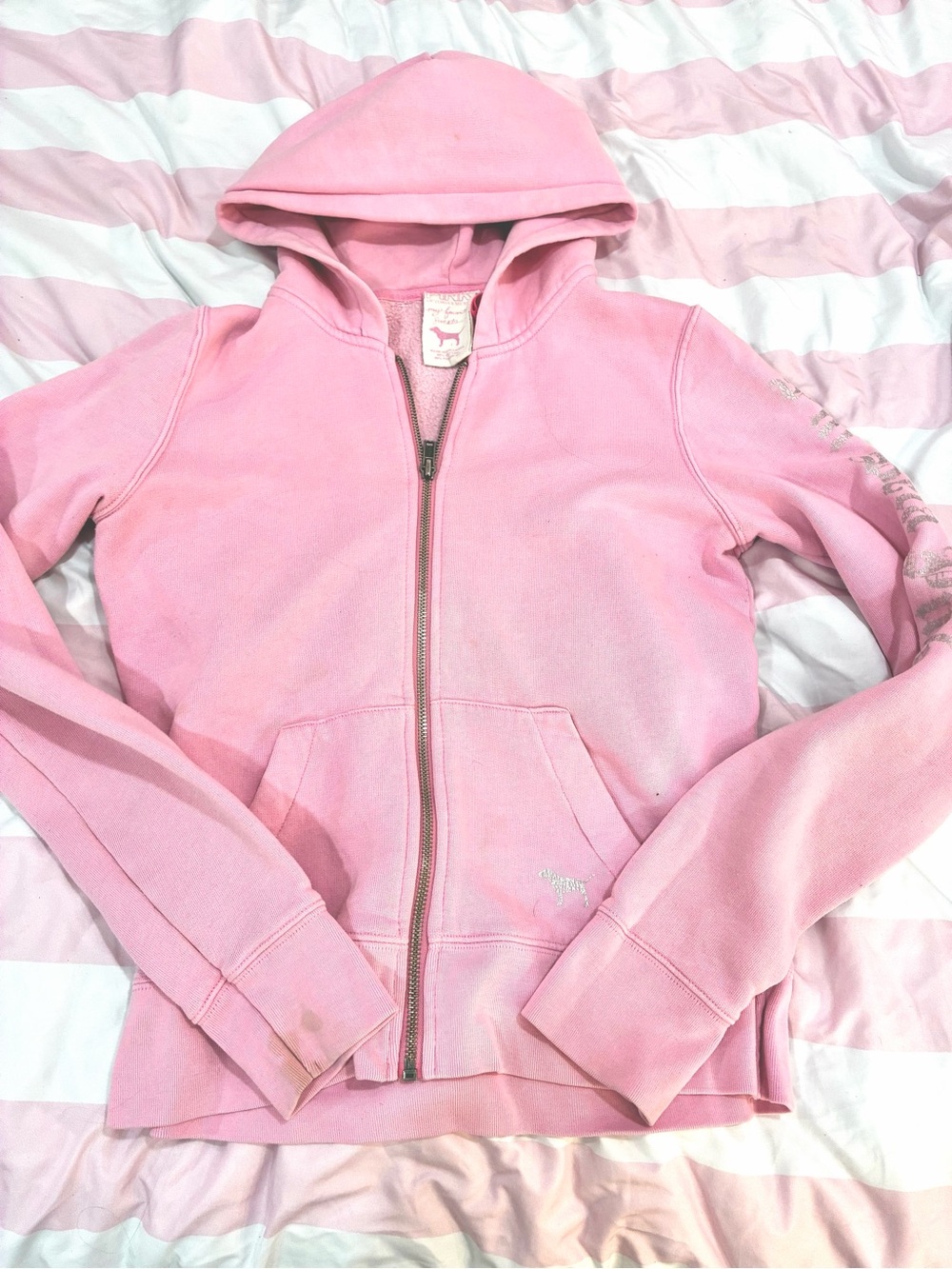 Vintage 2006 Victoria's Secret Pink Dog Logo Hoodie M - Picture 2 of 6